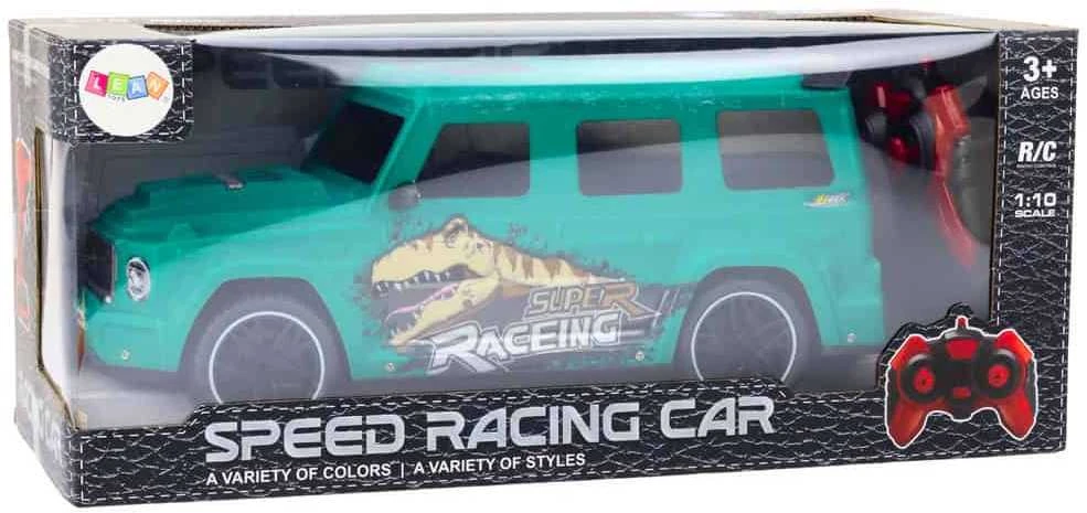 Lean Toys Nuotoliniu būdu valdoma mašina RC Car with Dinosaur, žalia