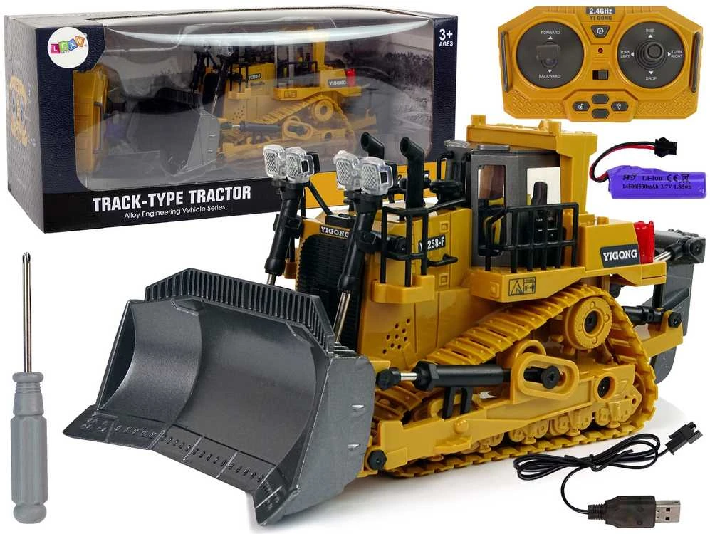 Lean Toys 2.4G nuotolinio valdymo buldozeris su judančiu kaušu