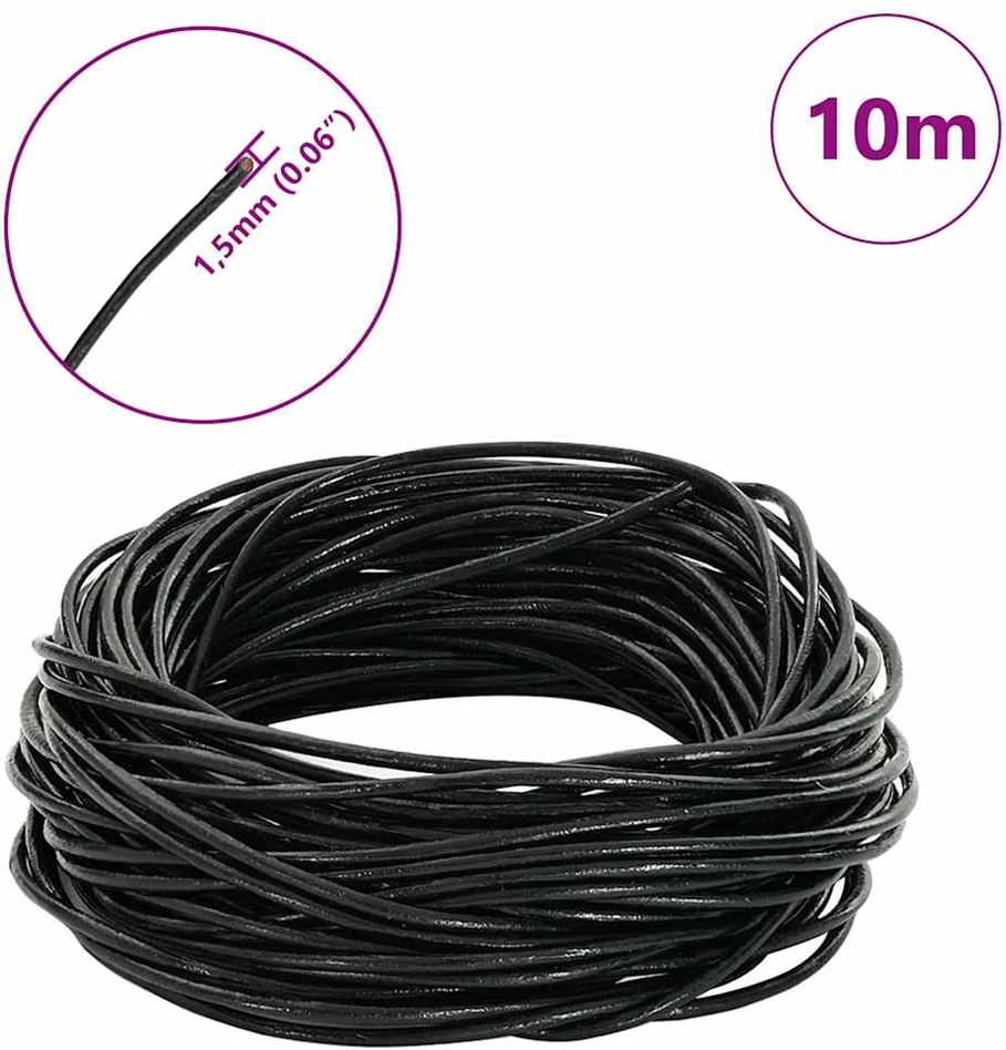 Odinė gija 1 Juoda Ø1,5 mm x 10 m Oda