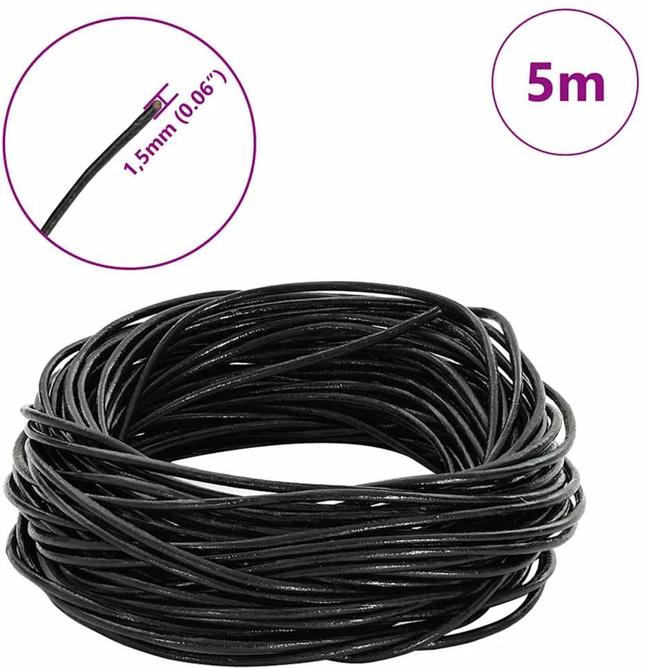 Odinė gija 1 Juoda Ø1,5 mm x 5 m Oda