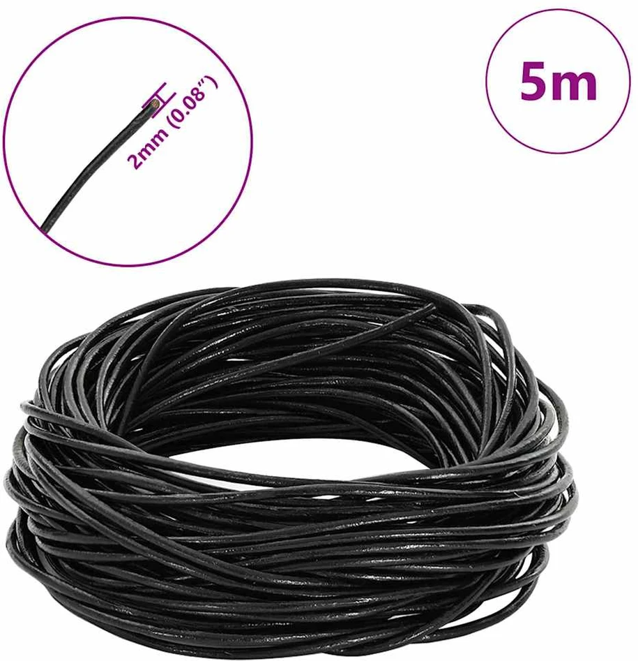 Odinė gija 1 Juoda Ø2 mm x 5 m Oda