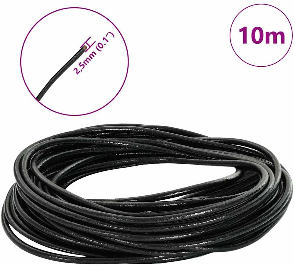 Odinė gija 1 Juoda Ø2,5 mm x 10 m Oda