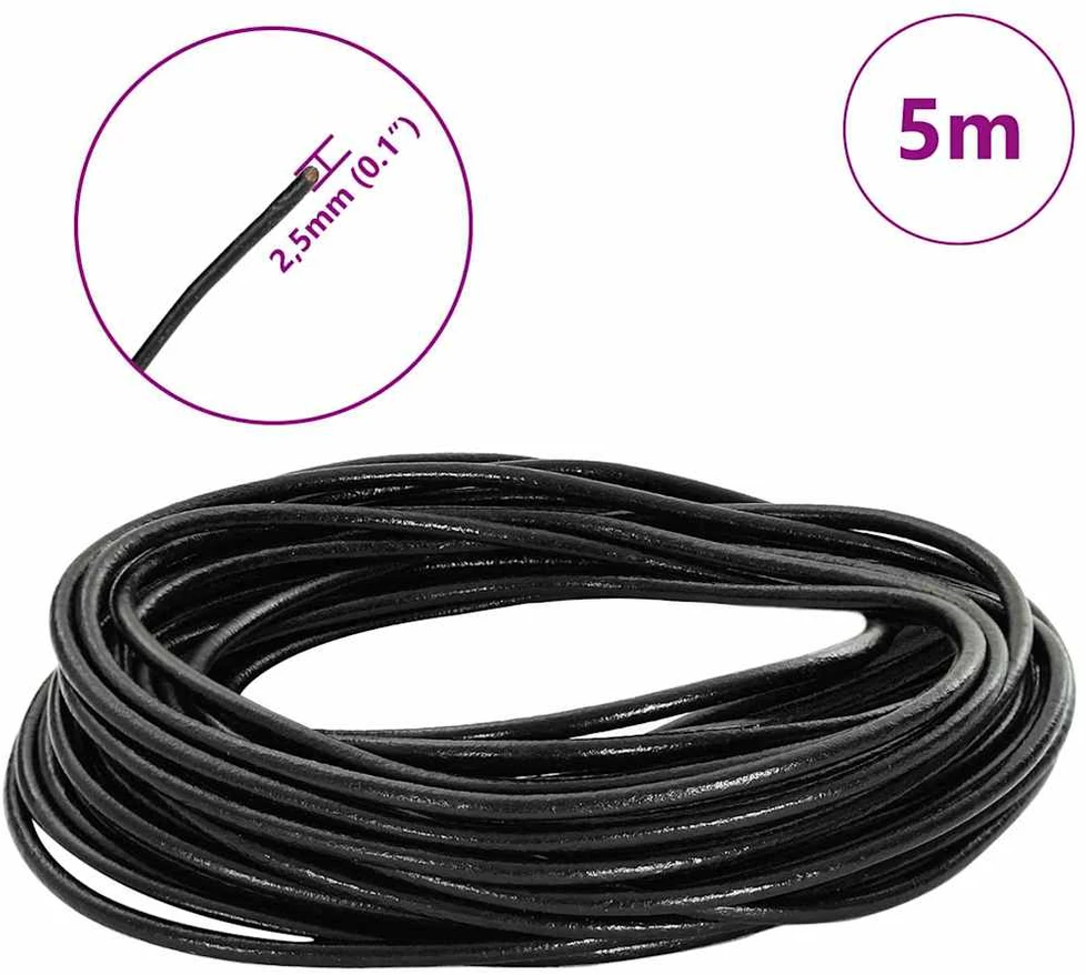 Odinė gija 1 Juoda Ø2,5 mm x 5 m Oda
