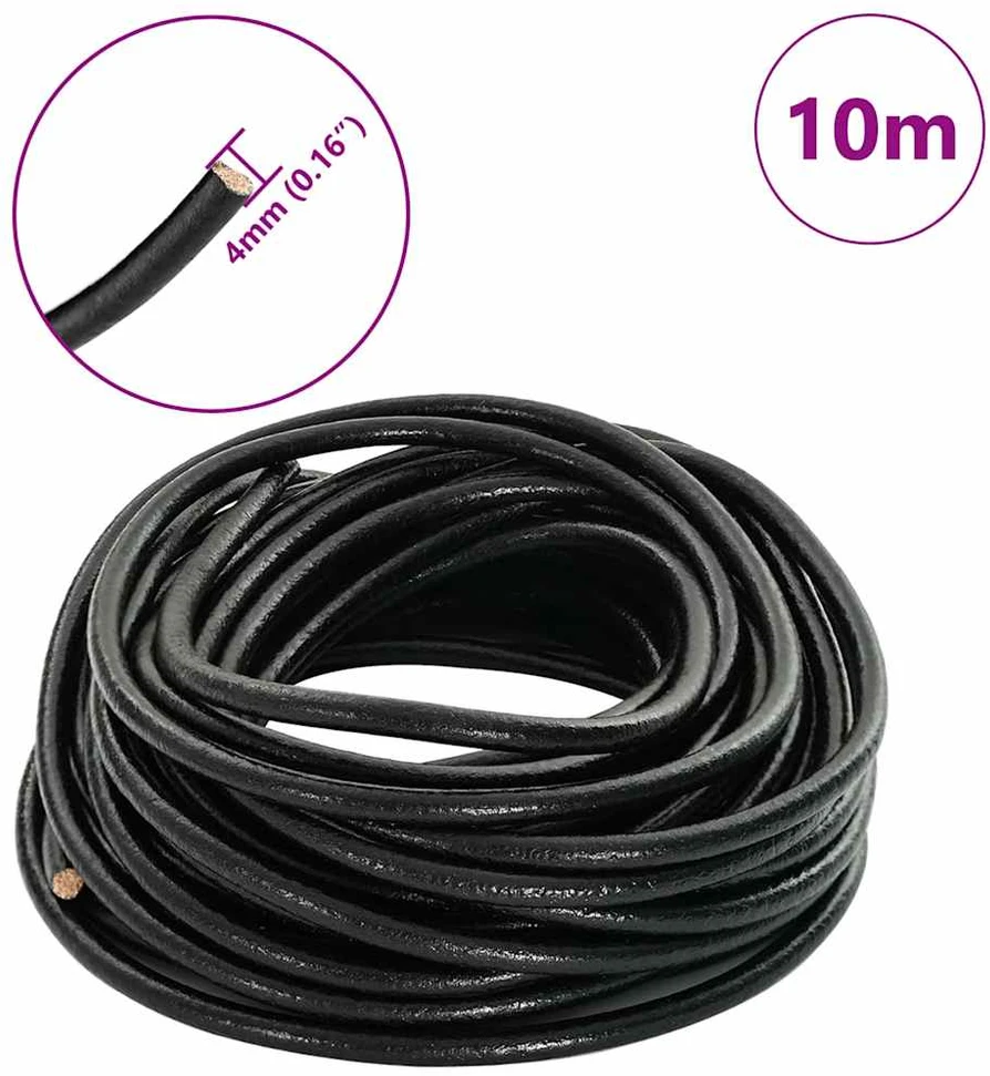 Odinė gija 1 Juoda Ø4 mm x 10 m Oda