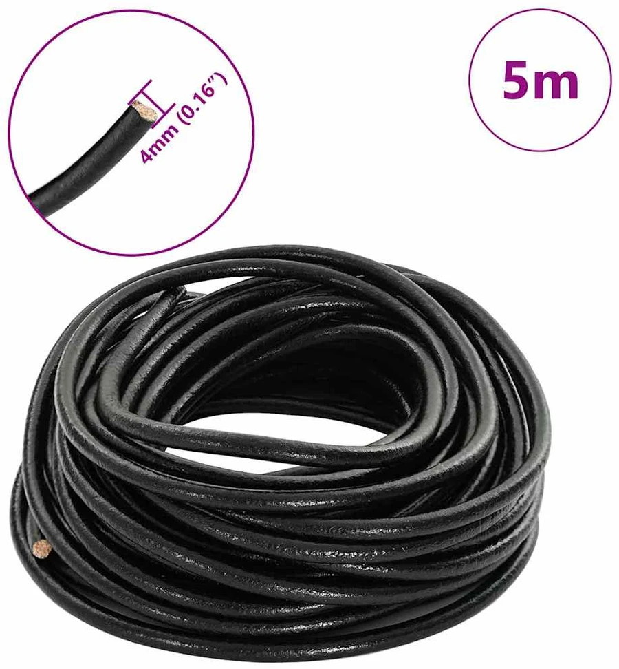 Odinė gija 1 Juoda Ø4 mm x 5 m Oda