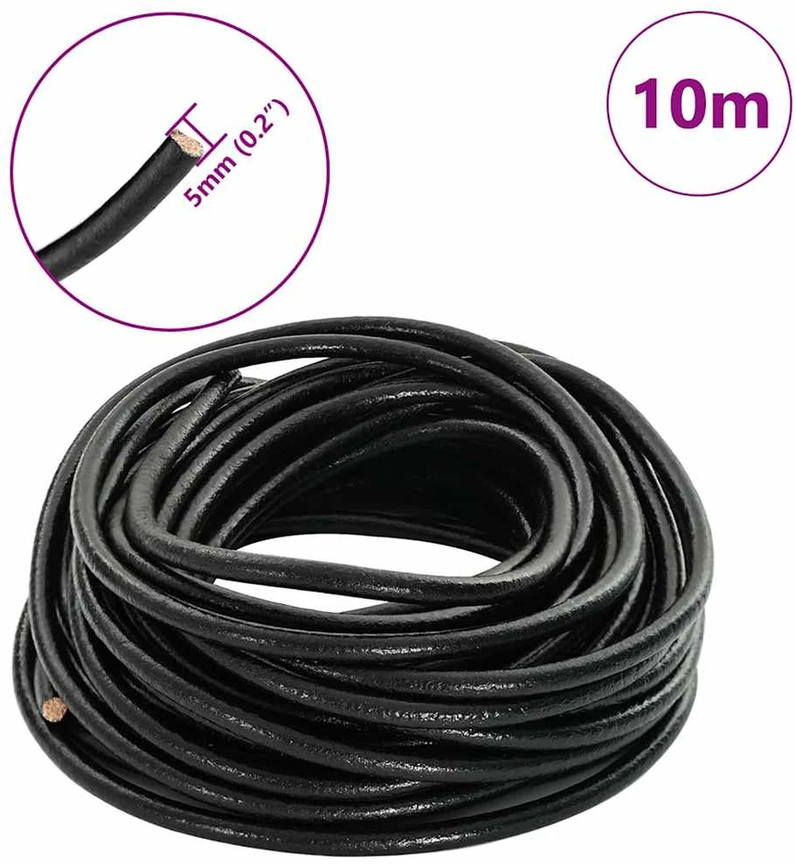 Odinė gija 1 Juoda Ø5 mm x 10 m Oda
