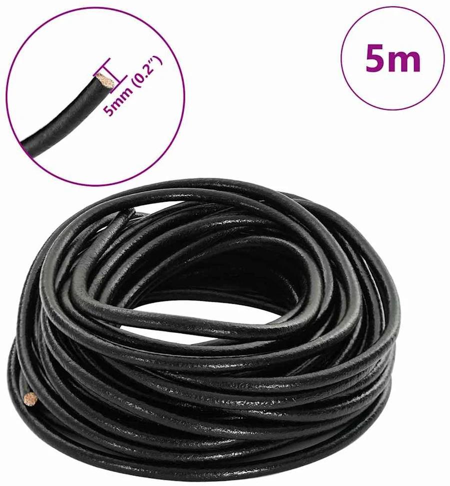 Odinė gija 1 Juoda Ø5 mm x 5 m Oda