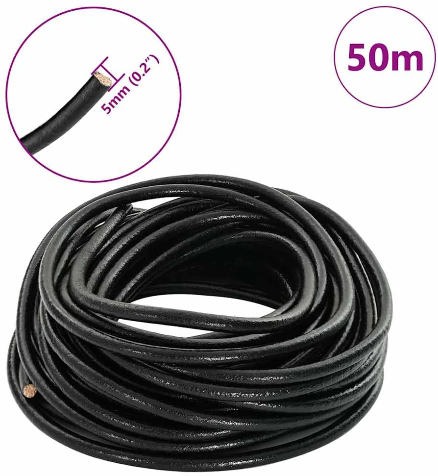 Odinė gija 1 Juoda Ø5 mm x 50 m Oda