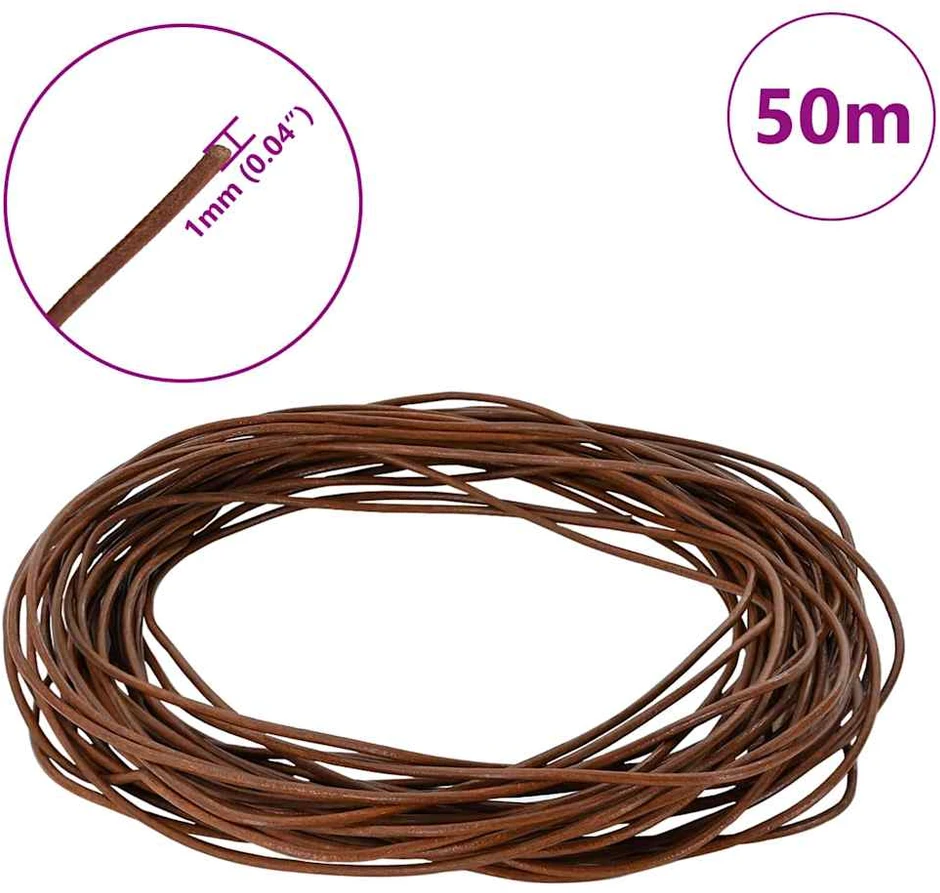 Odinė gija 1 Šviesiai rudas Ø1 mm x 50 m Oda