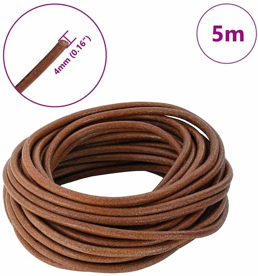 Odinė gija Šviesiai rudas Ø4 mm x 5 m Oda