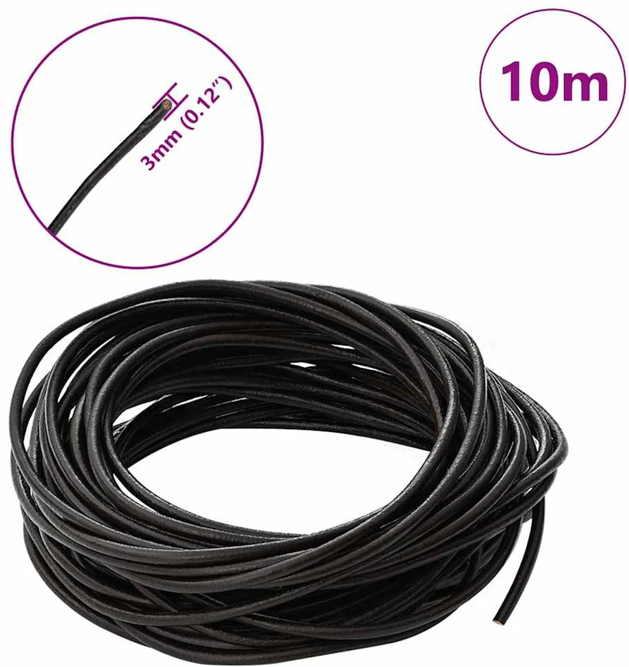 Odinė gija 1 Tamsiai rudas Ø3 mm x 10 m Oda