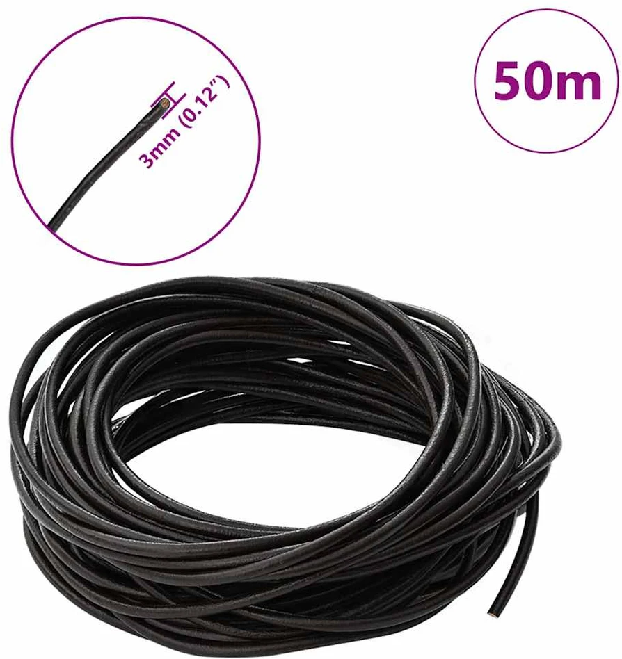 Odinė gija 1 Tamsiai rudas Ø3 mm x 50 m Oda