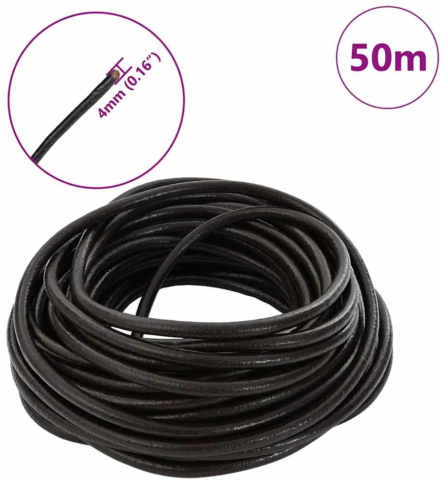Odinė gija 1 Tamsiai rudas Ø4 mm x 50 m Oda