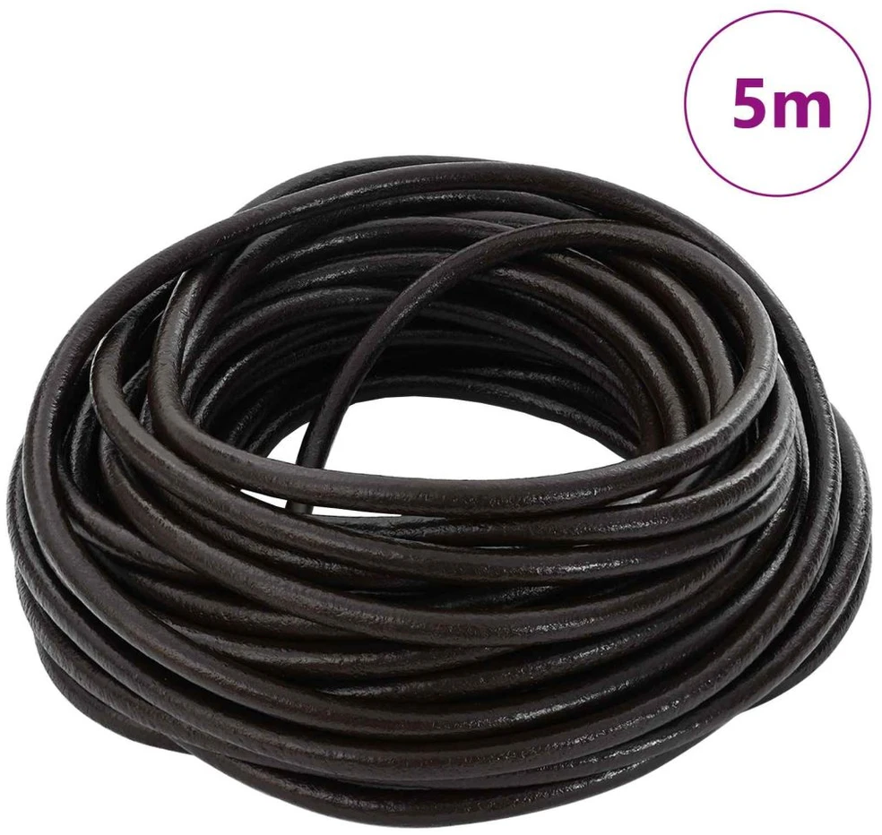 Odinė gija 1 Tamsiai rudas Ø5 mm x 5 m Oda