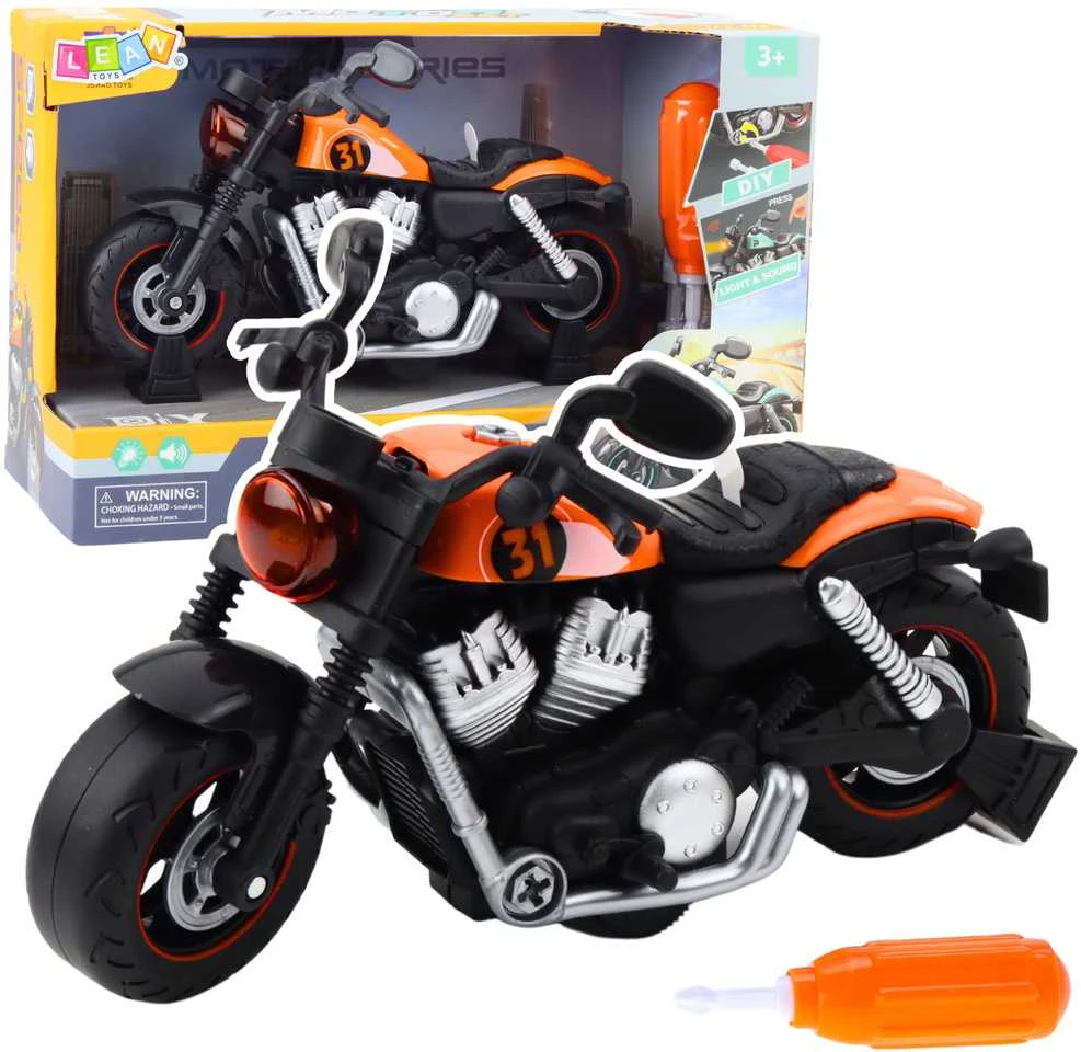 Lean Toys Oranžinis motociklas su šviesos ir garso efektais