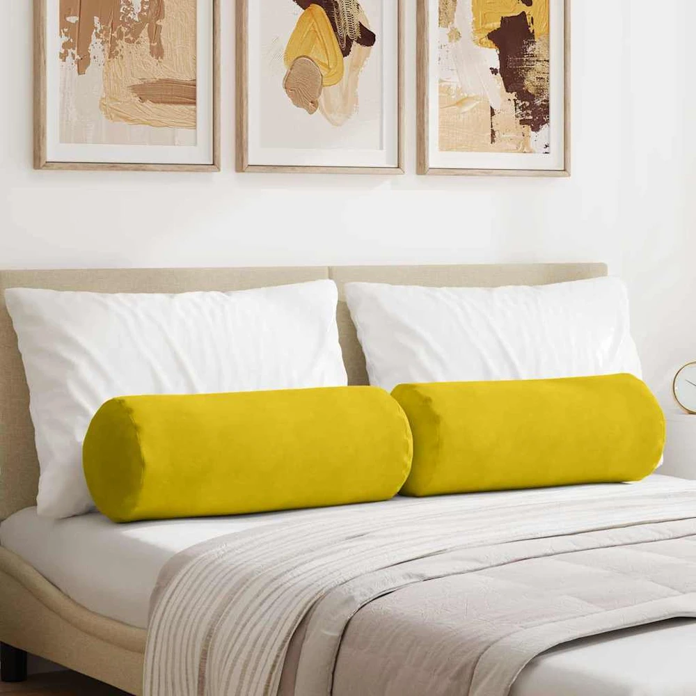 Pagalvės 2 pcs Geltona Ø 25 x 70 cm Kordūrinis audinys