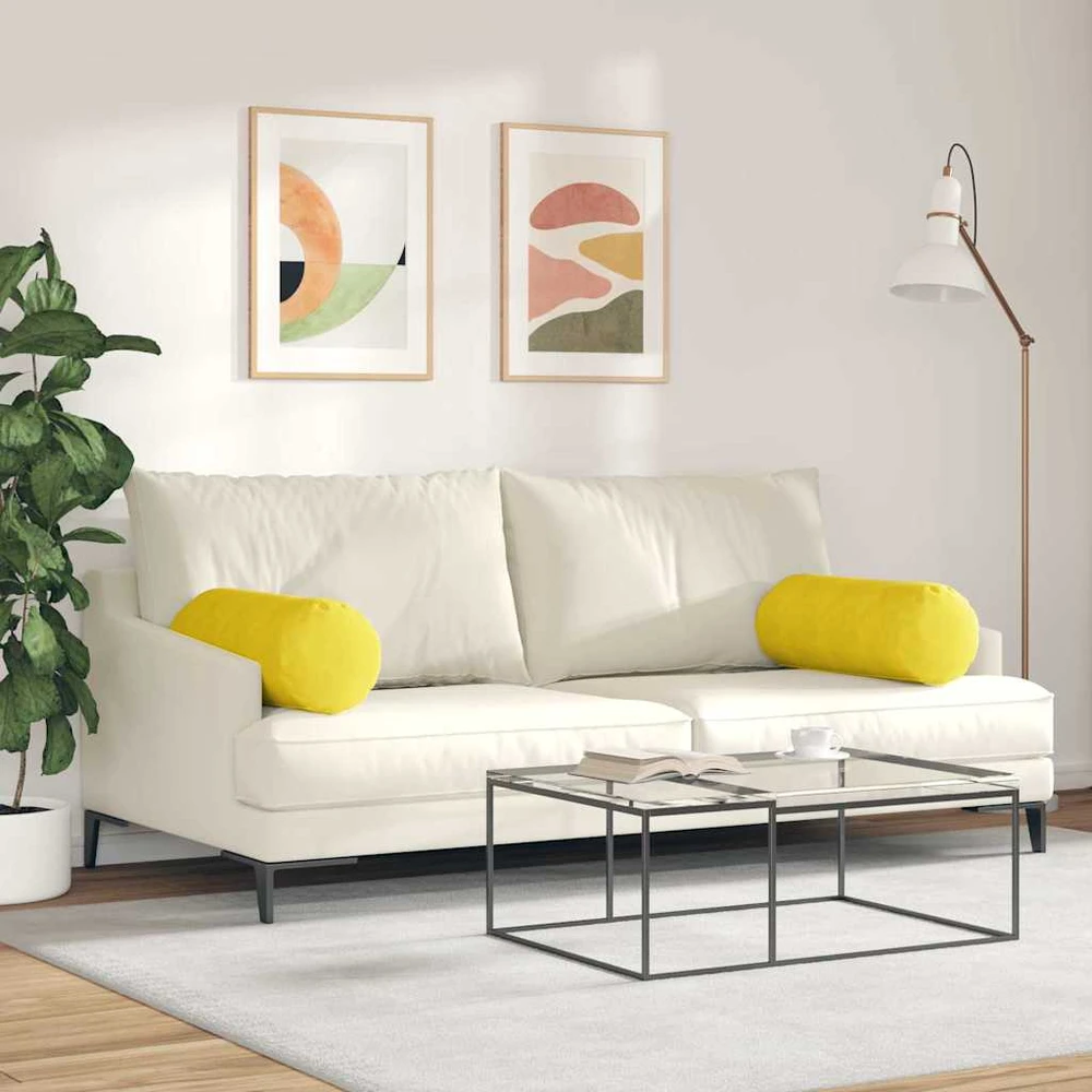 Pagalvės 2 pcs Geltona Ø 25 x 70 cm Kordūrinis audinys