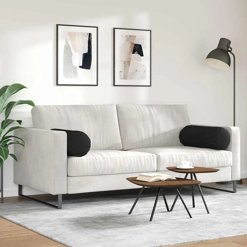 Pagalvės 2 vnt. audinys Juoda Ø 25 x 70 cm