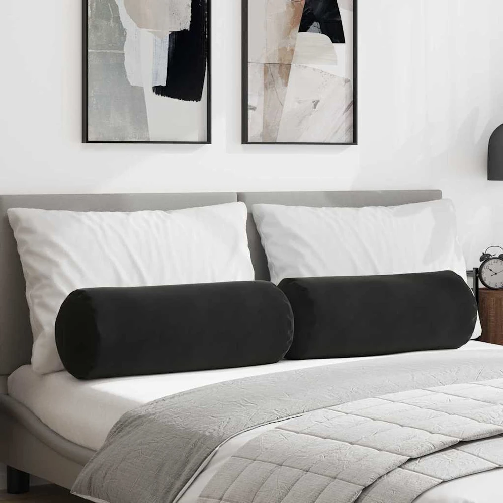 Pagalvės 2 pcs Juoda Ø 25 x 70 cm Kordūrinis audinys
