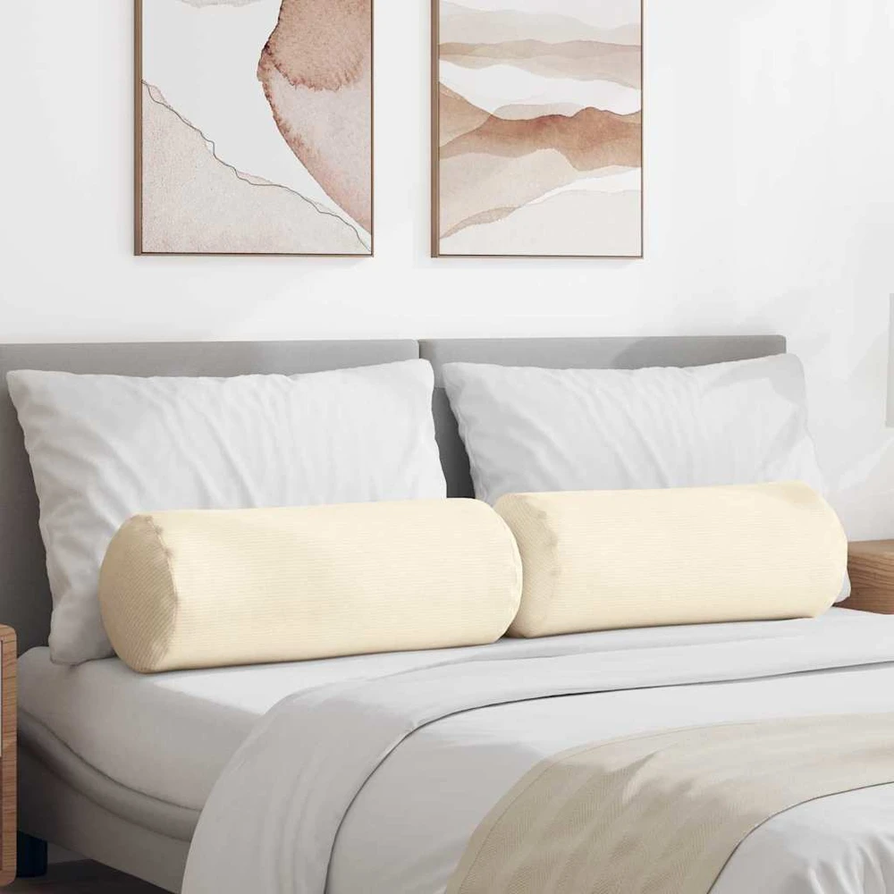 Pagalvės 2 pcs Kreminė Ø 25 x 70 cm Kordūrinis audinys