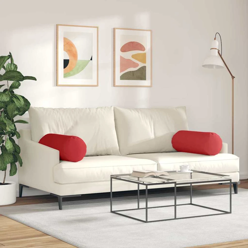 Pagalvės 2 vnt. audinys Raudona Ø 25 x 70 cm