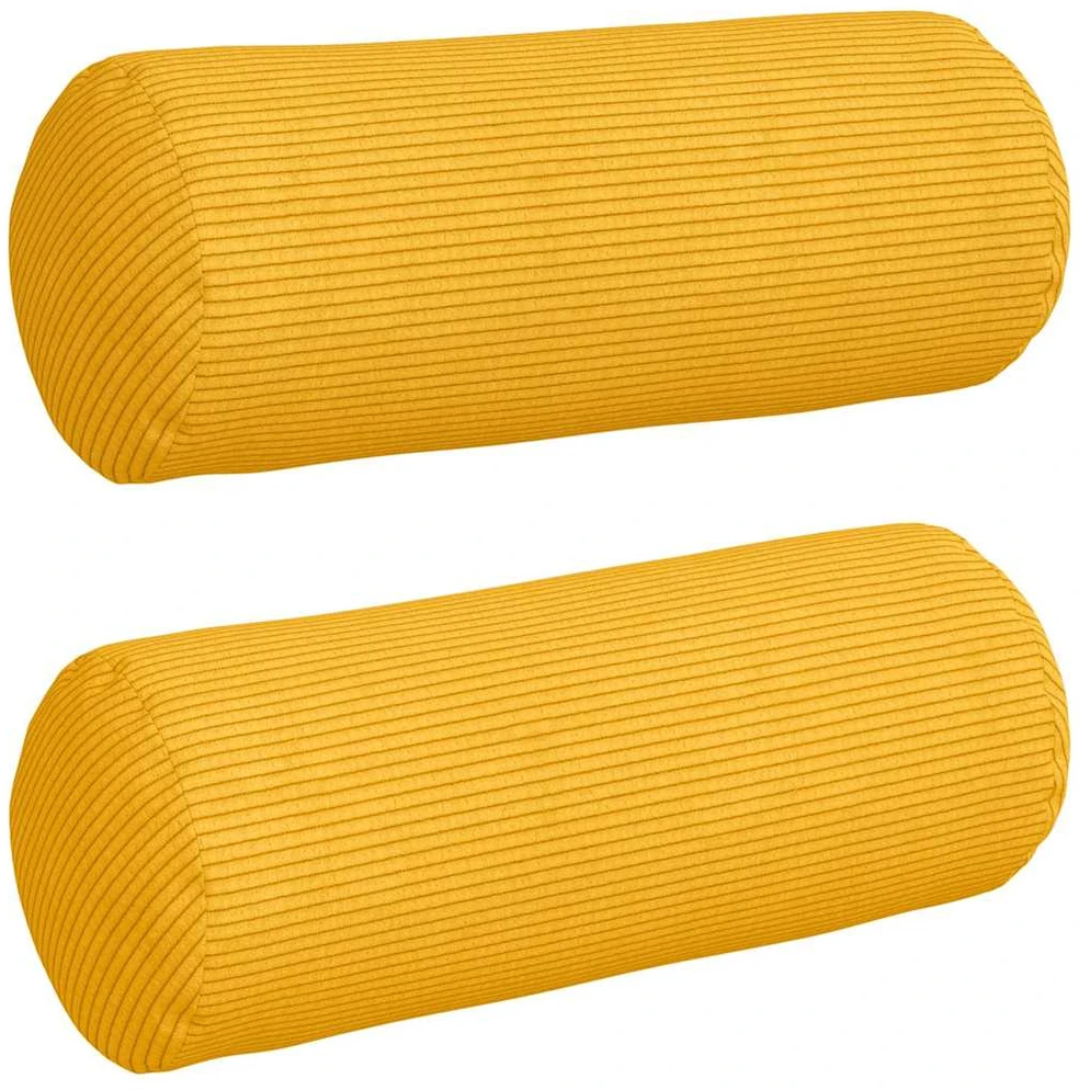 Pagalvės 2 pcs Šviesi geltona Ø 15 x 40 cm Kordūrinis audinys