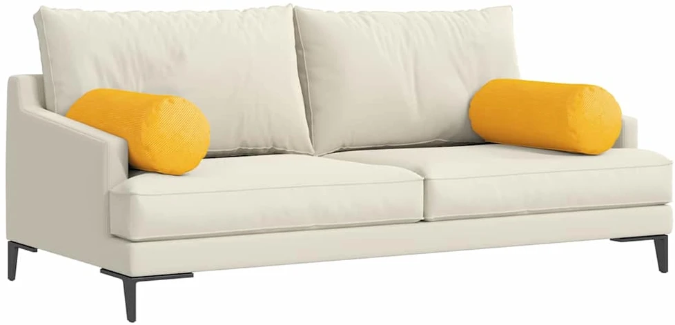 Pagalvės 2 pcs Šviesi geltona Ø 25 x 70 cm Kordūrinis audinys