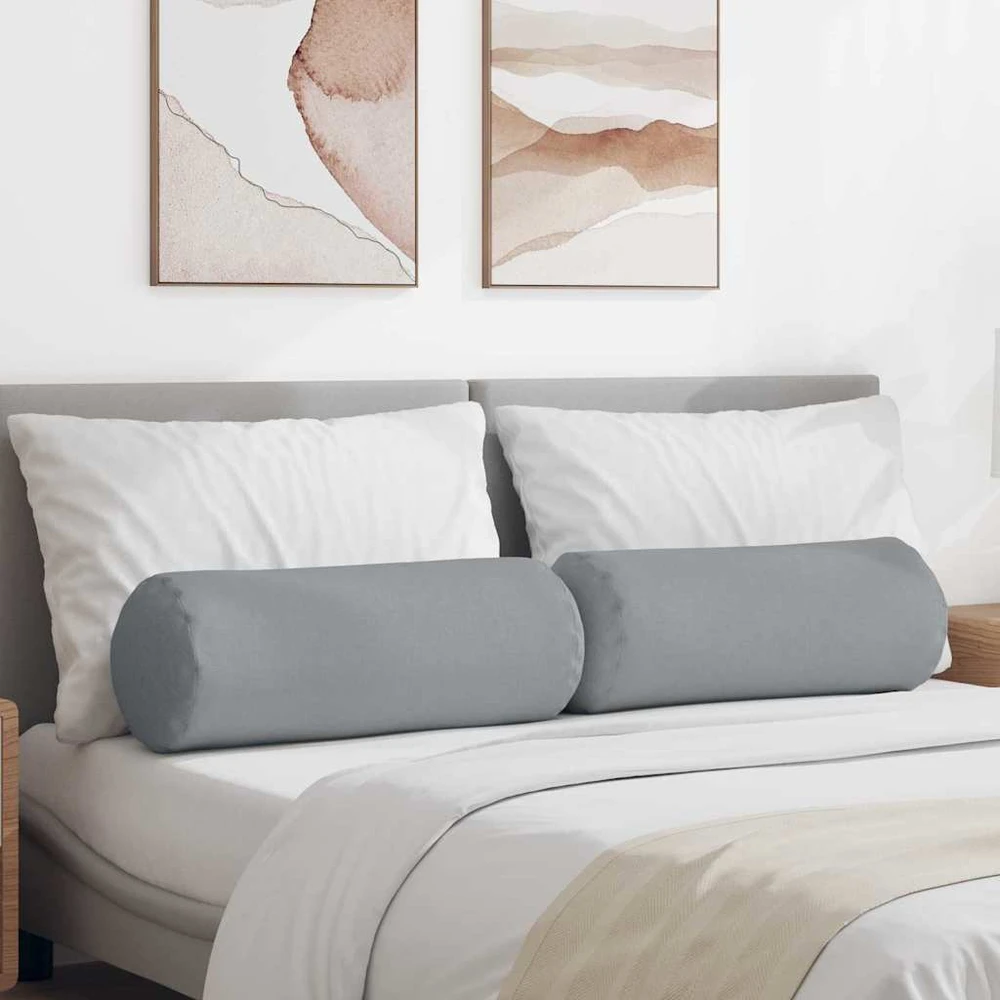 Pagalvės 2 vnt. audinys Šviesiai pilka Ø 25 x 70 cm