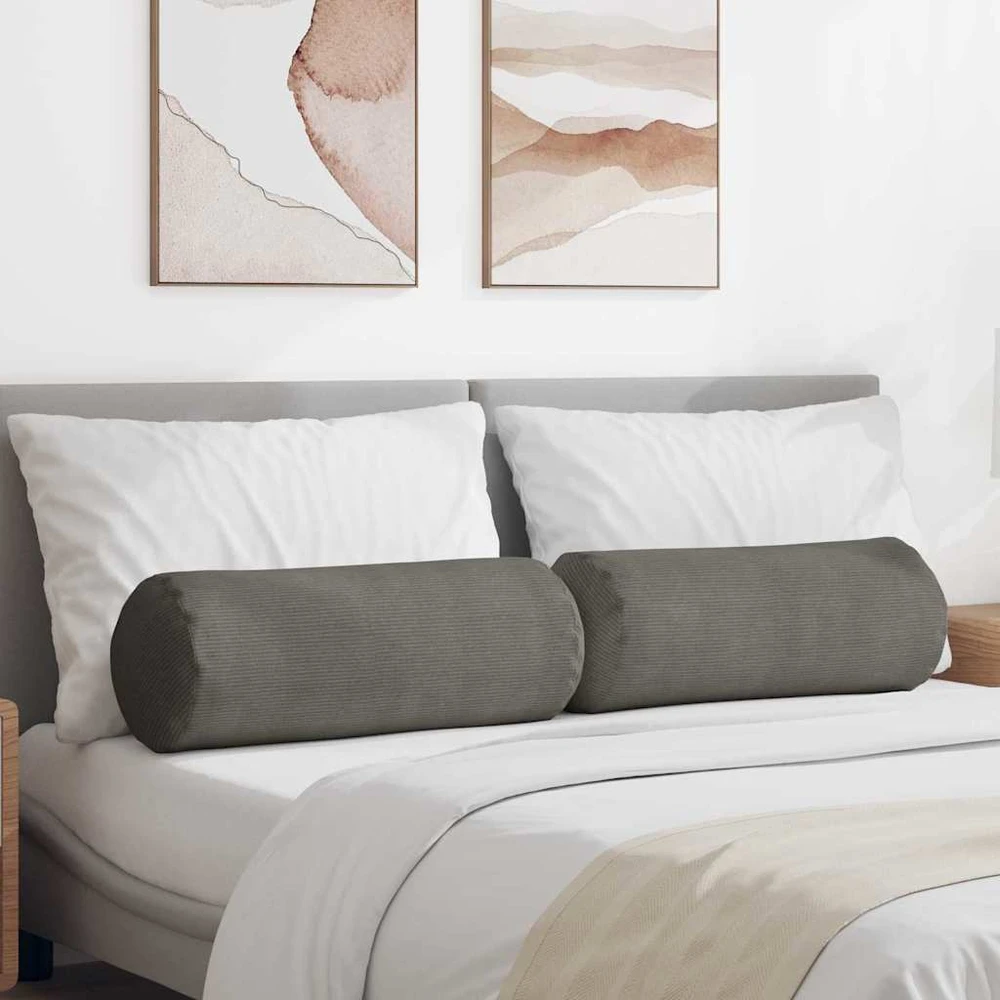Pagalvės 2 pcs Šviesiai pilka Ø 25 x 70 cm Kordūrinis audinys