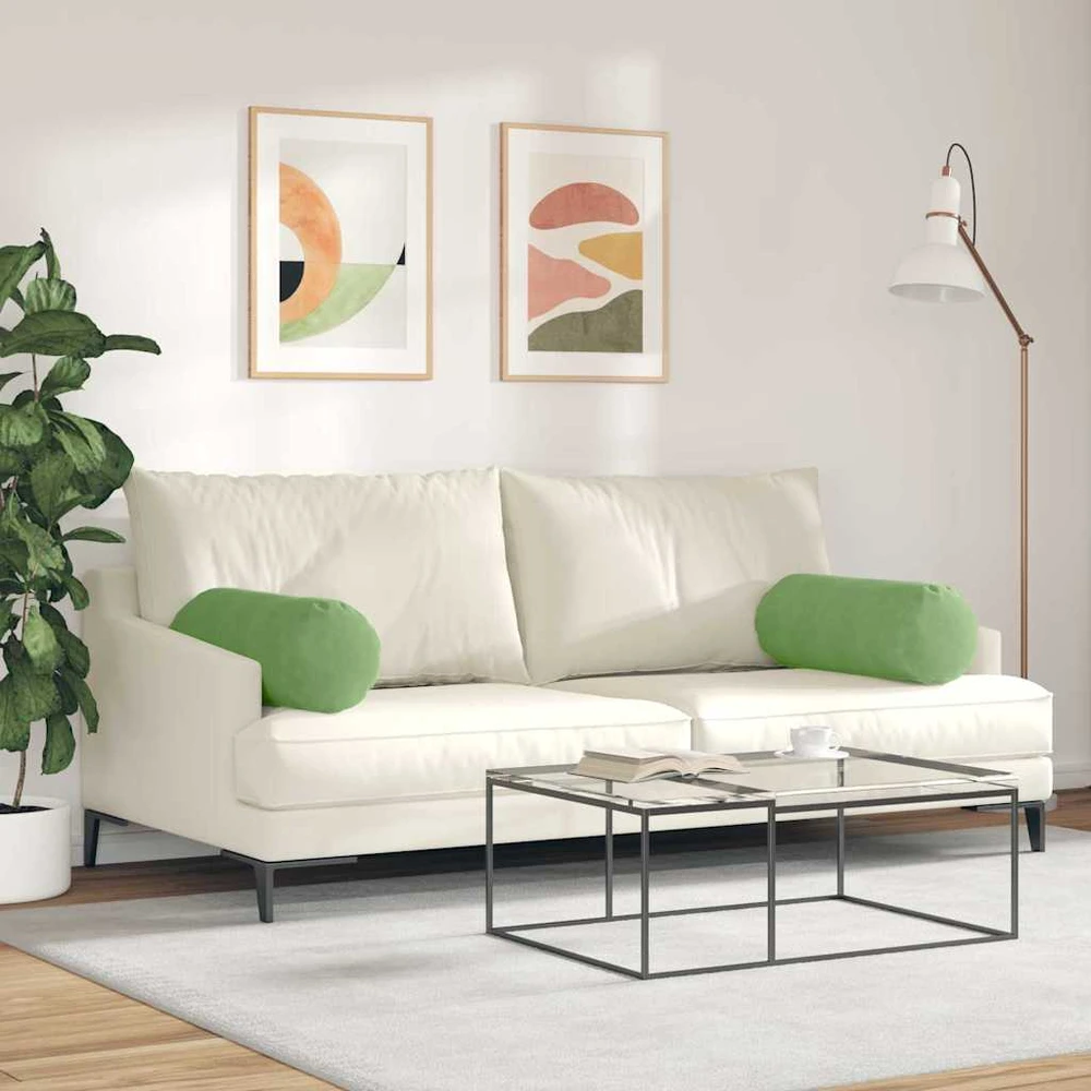 Pagalvės 2 pcs Šviesiai žalia Ø 25 x 70 cm Kordūrinis audinys