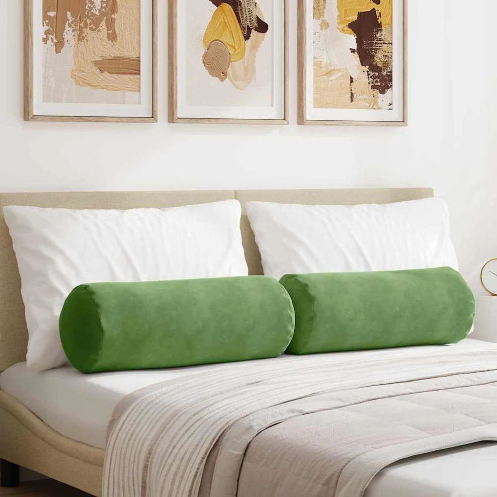 Pagalvės 2 pcs Šviesiai žalia Ø 25 x 70 cm Kordūrinis audinys