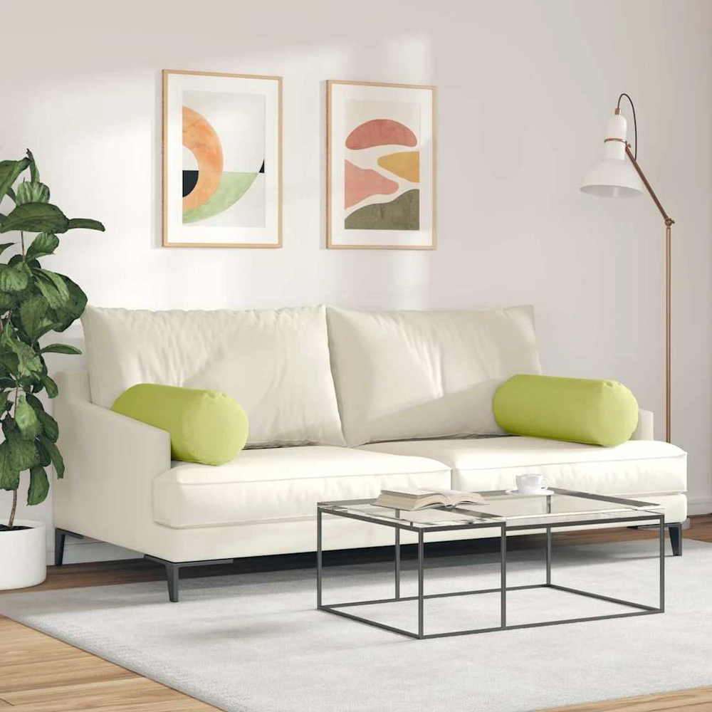 Pagalvės 2 vnt. audinys Šviesiai žalia Ø 25 x 70 cm