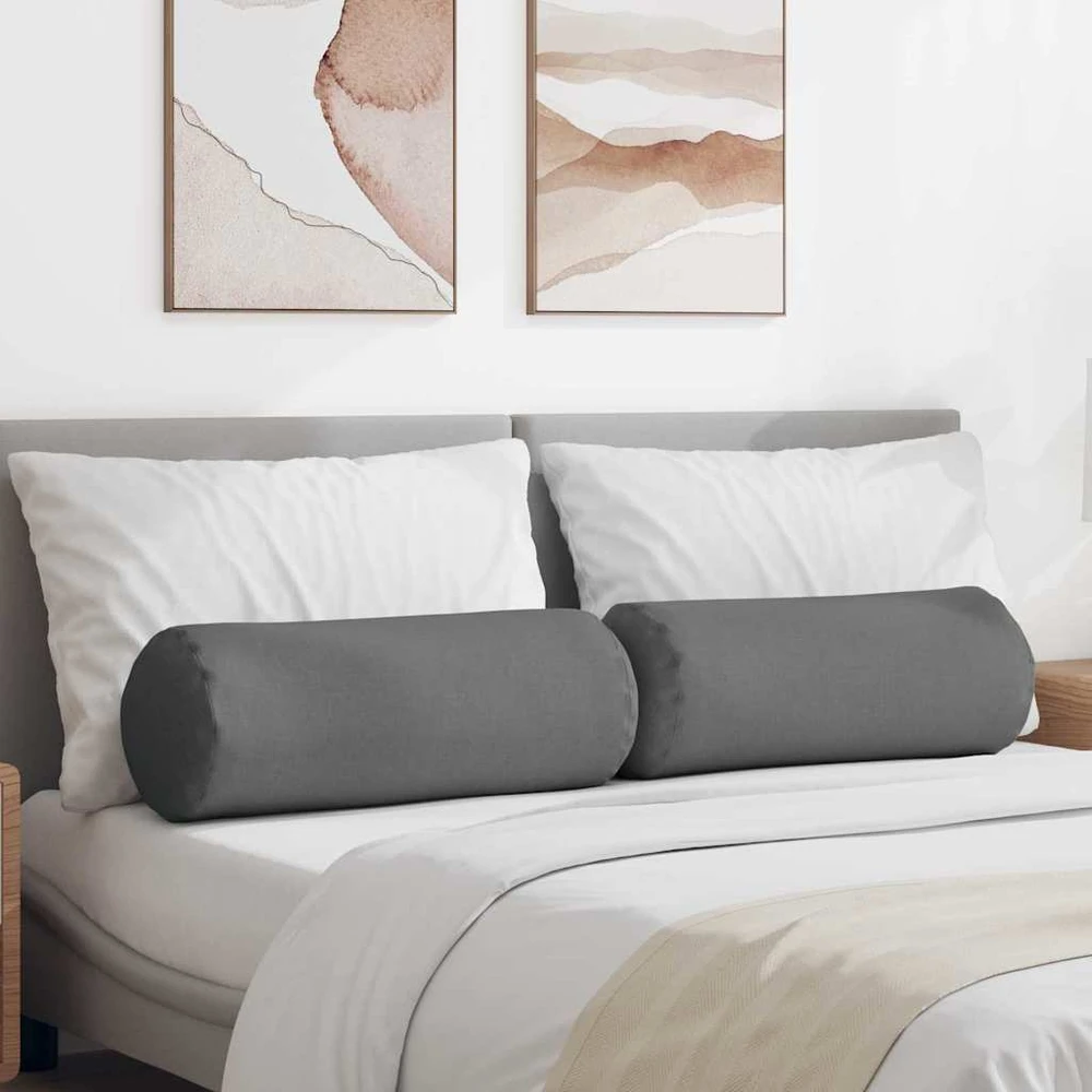 Pagalvės 2 vnt. audinys Tamsiai pilka Ø 25 x 70 cm