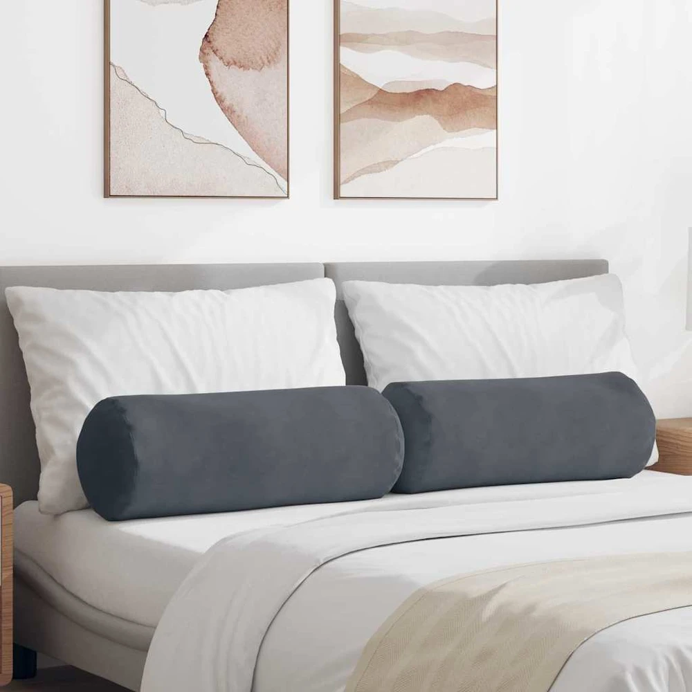 Pagalvės 2 pcs Tamsiai pilka Ø 25 x 70 cm Kordūrinis audinys