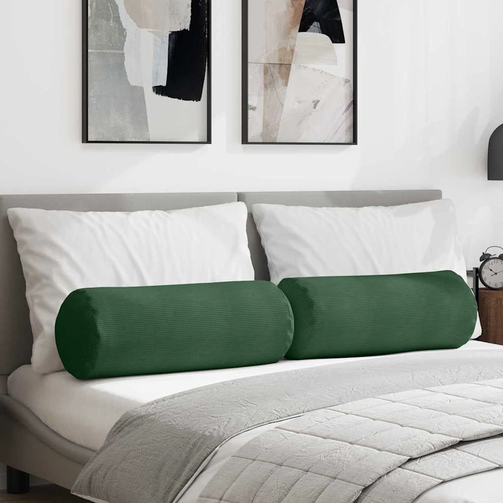 Pagalvės 2 pcs Tamsiai žalia Ø 25 x 70 cm Kordūrinis audinys