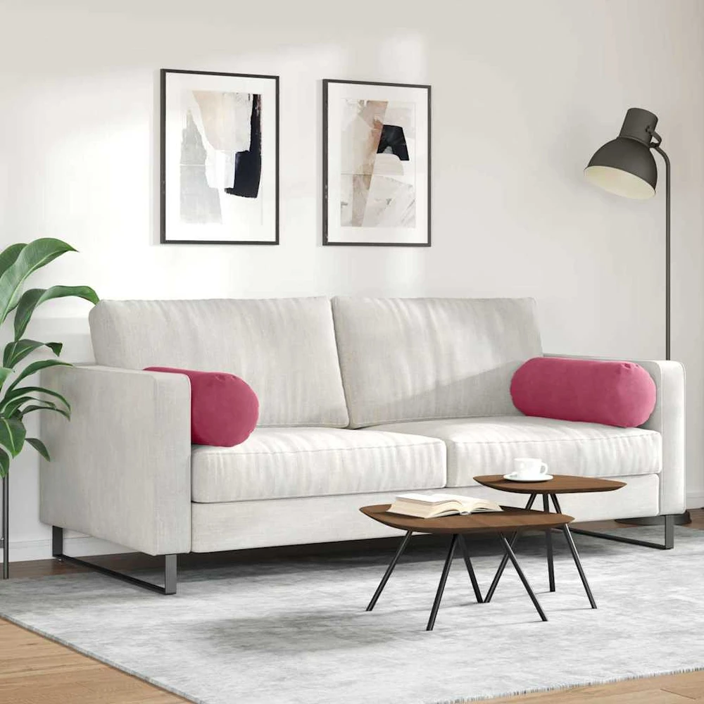 Pagalvės 2 pcs Vyno raudona Ø 25 x 70 cm Kordūrinis audinys