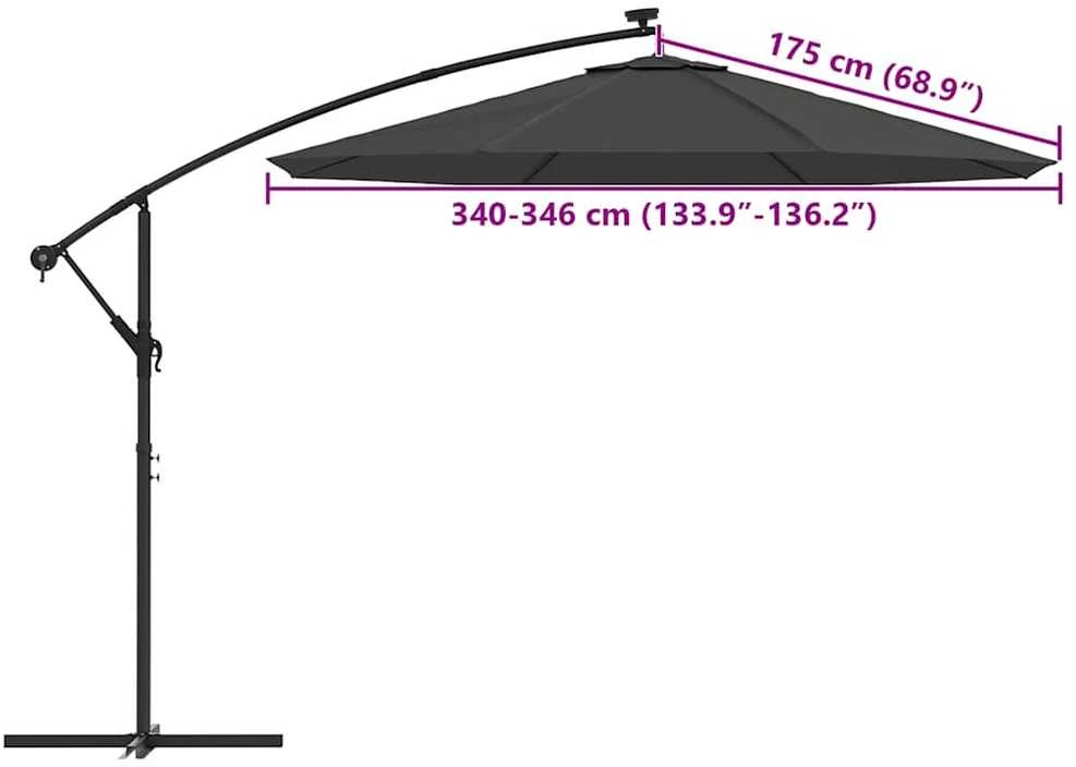 Pakaitinis audinys gembiniam skėčiui, antracito spalvos, 350cm