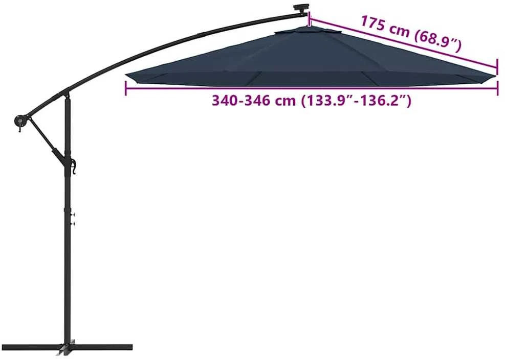 Pakaitinis audinys gembiniam skėčiui, mėlynos spalvos, 350cm