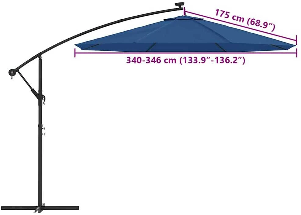 Pakaitinis audinys gembiniam skėčiui, mėlynos spalvos, 350cm