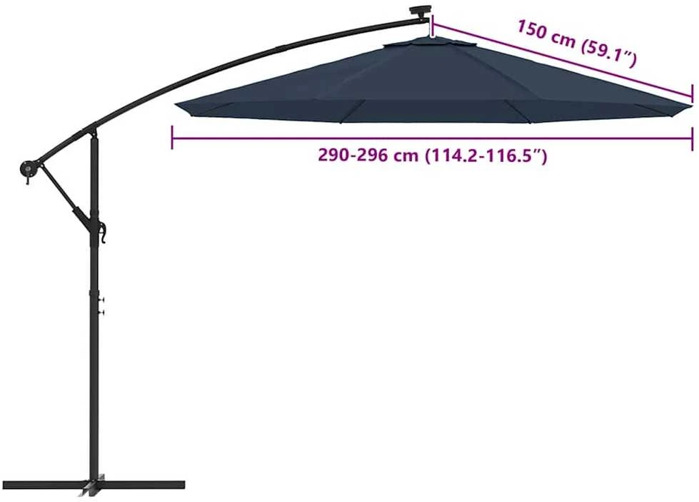 Pakaitinis audinys gembiniam skėčiui, mėlynos spalvos, 300cm