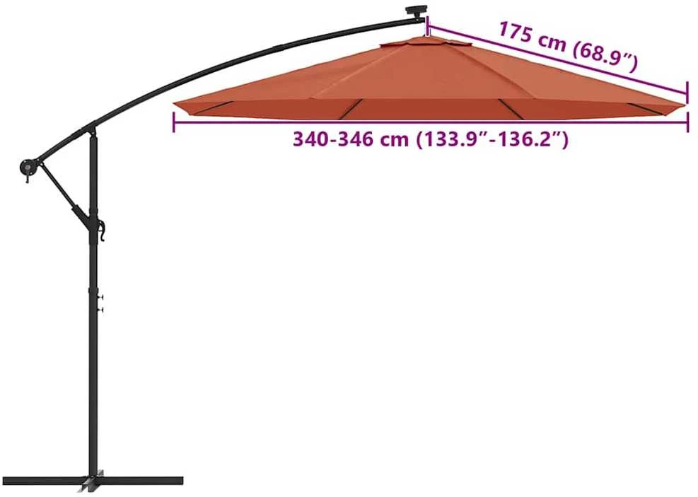 Pakaitinis audinys gembiniam skėčiui, terakota spalvos, 350cm