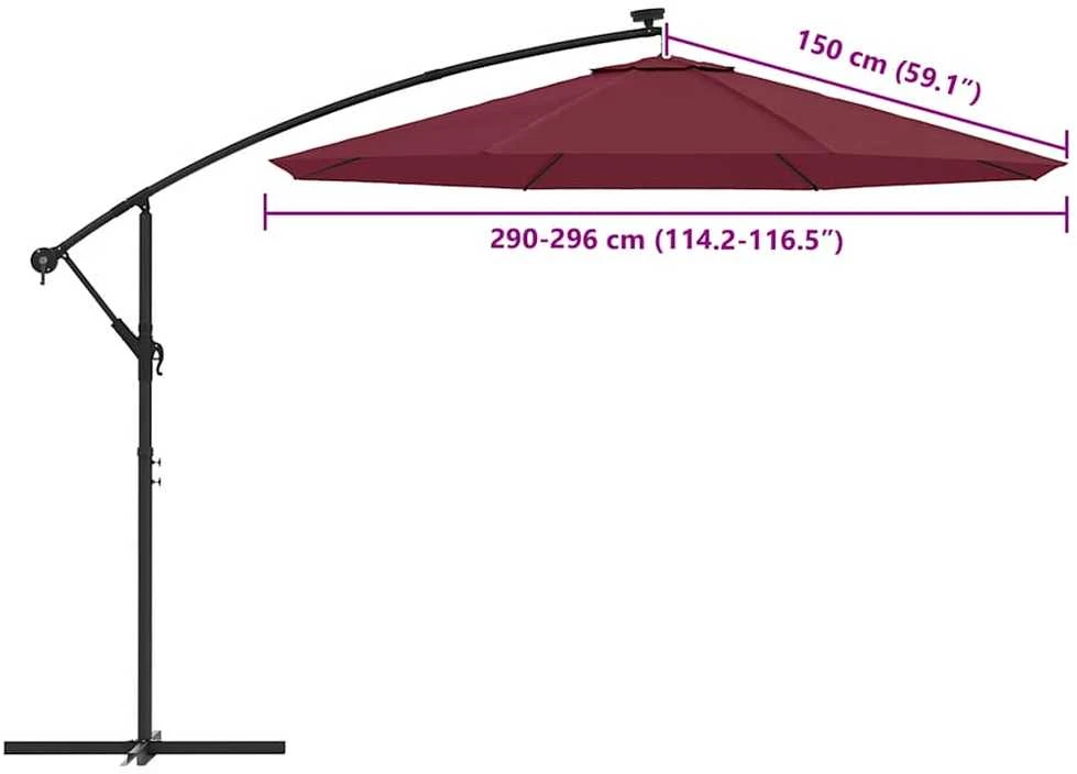 Pakaitinis audinys gembiniam skėčiui, vyšninės spalvos, 300cm