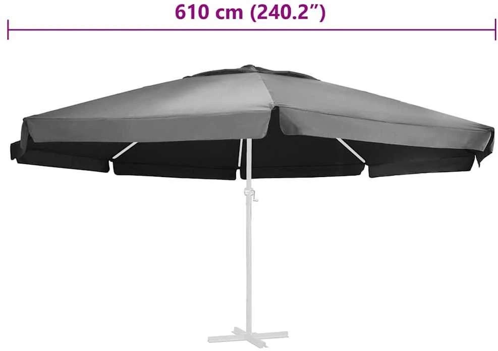 Pakaitinis audinys lauko skėčiui nuo saulės, antracito, 600cm