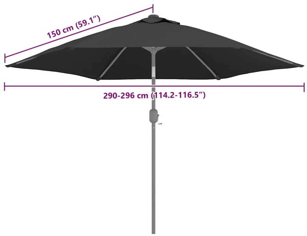 Pakaitinis audinys lauko skėčiui nuo saulės, antracito, 300cm