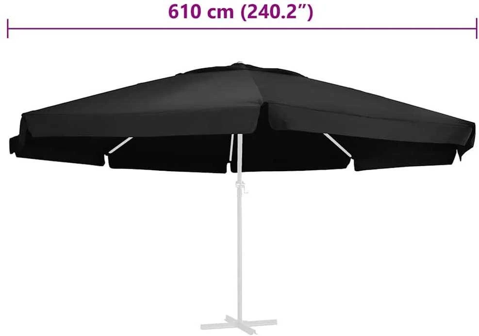 Pakaitinis audinys lauko skėčiui nuo saulės, juodas, 600cm