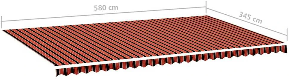 Pakaitinis audinys markizei, oranžinė ir rudos spalvos, 600x350 cm, poliesteris