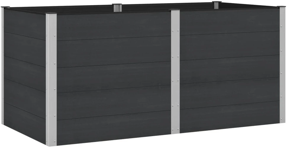 Paaukštinta sodo lova Juoda 200 x 100 x 91 cm WPC ir aliuminis