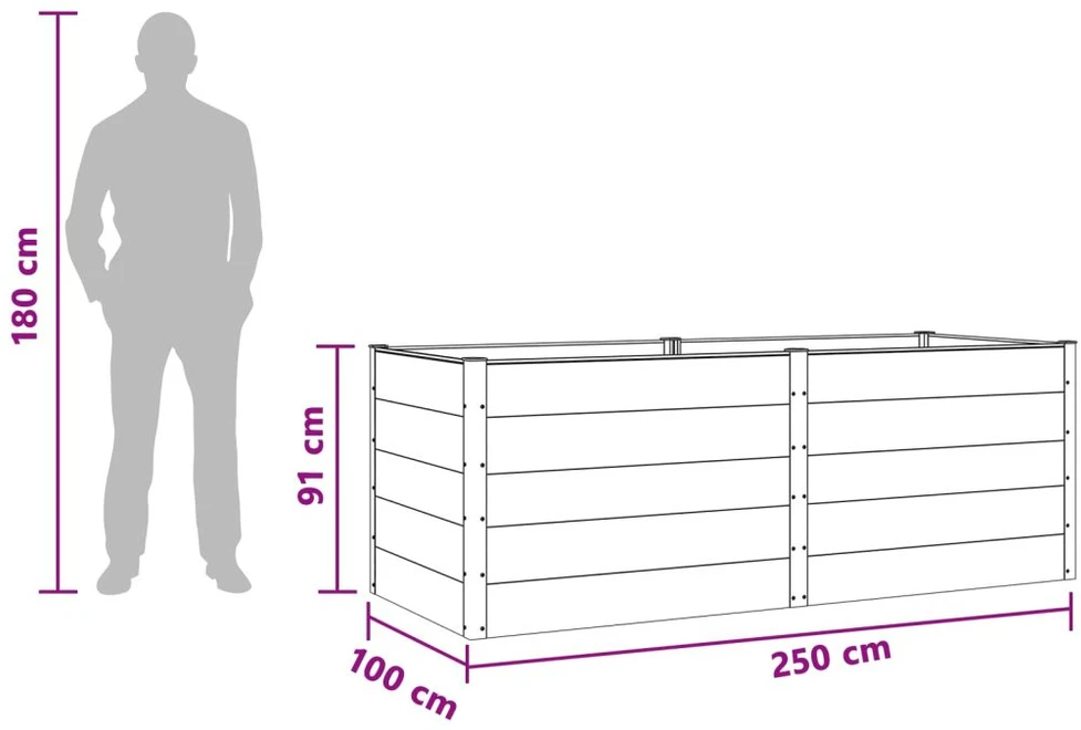 Paaukštinta sodo lova Ruda 250 x 100 x 91 cm WPC ir aliuminis