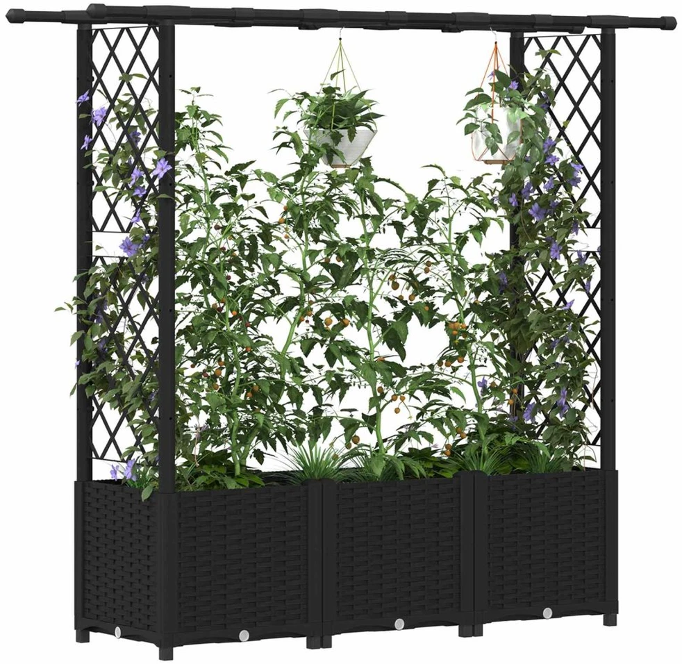 Pakeltas lovas su trelėmis ir stogu Juoda 162,5 x 40 x 136 cm