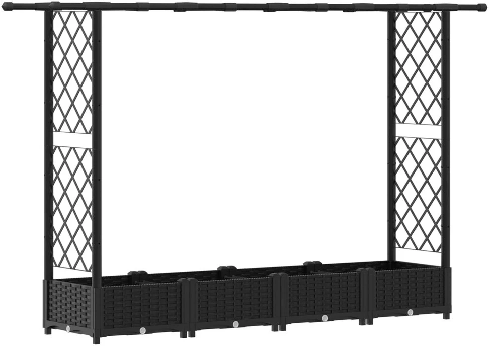 Pakelta lysvė su trelėmis ir stogu Juoda 203 x 40 x 121 cm PP